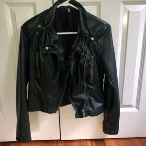 Dark green leather jacket